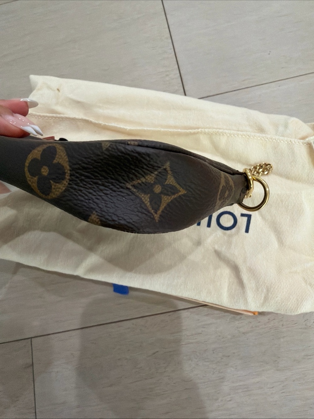 Louis Vuitton Monogram Mini Pochette in Brown with Gold Hardware - Picture 6 of 12